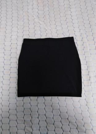 Хлопковая юбка с эластаном, черная, размер м