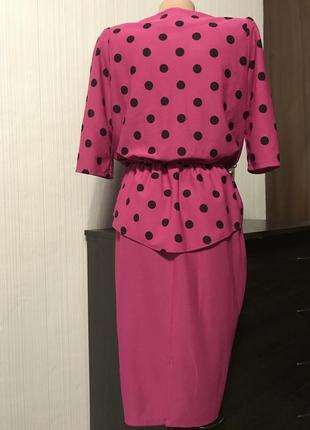Розовое платье миди в горох ретро винтаж5 фото