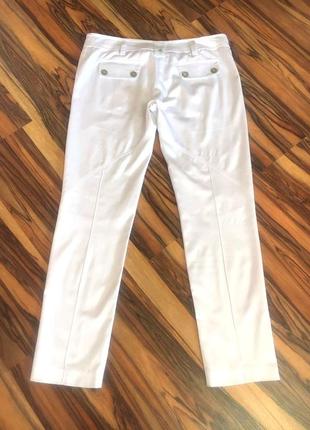 Летние белые атласные брюки-стрейч от европейского бренда со стрелками