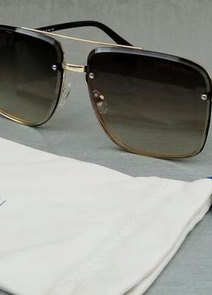 Louis vuitton очки мужские солнцезащитные коричневые с градиентом в золоте1 фото