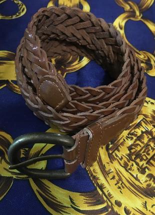 Пояс кожаный плетённый