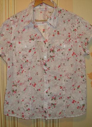 Легкая летняя блуза рубашка из прошвы2 фото