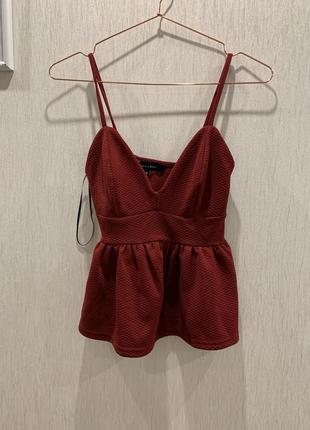 Бордовий топ з баскою 6 розмір