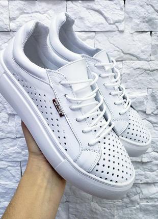 Кеды кожаные с перфорацией р36-41 кроссовки мокасины кеди шкіряні кросівки мокасини