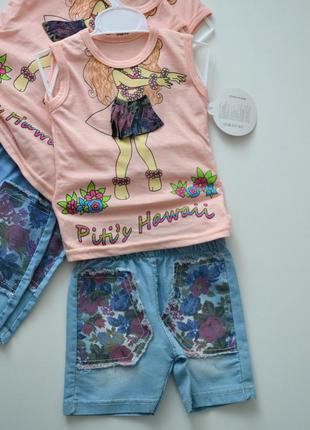 Костюм футболка + джинсовые шорты