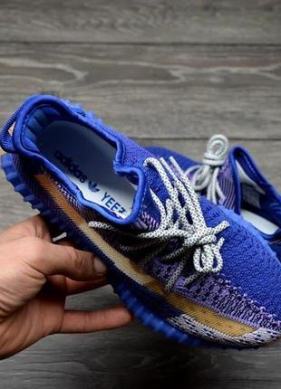 Кроссовки мужские adidas yeezy boost 350 v2 синие/желтые (адидас изи буст, кросівки)3 фото