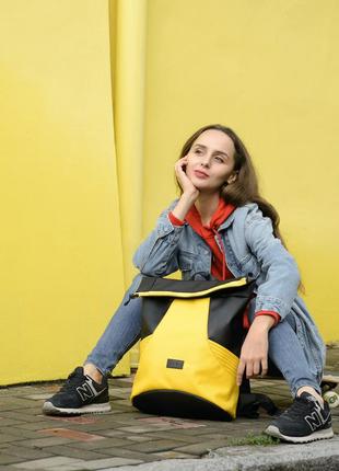 Рюкзак ролл rolltop mqn - чёрный с жёлтым9 фото