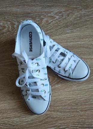 Кеди converse 169795C all star жіночі білі принт перо пір'ячко конверси