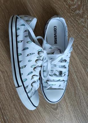 Кеды converse all star женские белые в принт перо пёрышки конверсы6 фото