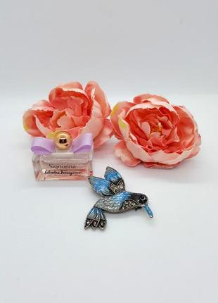 🐦💙 необычная, стильная брошь "синяя птица" колибри эмаль, кристаллы джинс стиль