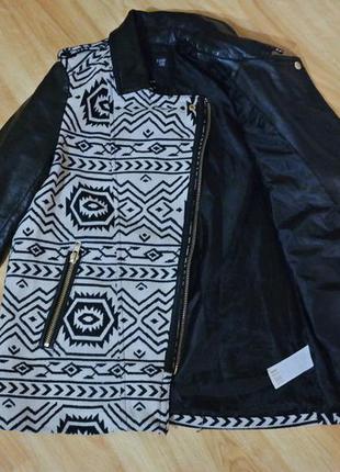 Курточка tally weijl с рукавами из эко-кожи в принт ацтеков4 фото