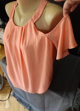 Шикарна блузка ніжно коралового кольору від f&f. розмір 16. у житті набагато гарніше)))3 фото