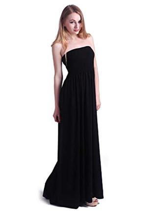 Длинное черное платье в пол с оголенными плечами l на 46-48р