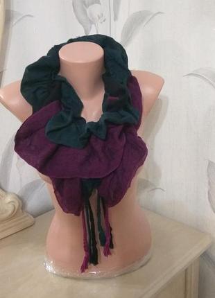 Стильный шарф,  повязка на шею - рюшем, шар с воланоми