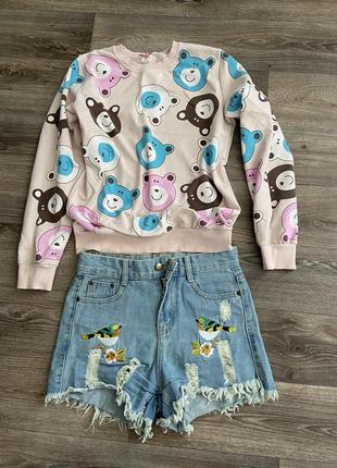 Комплект шорти і світшот. жіночий світшот, джинсові шорти