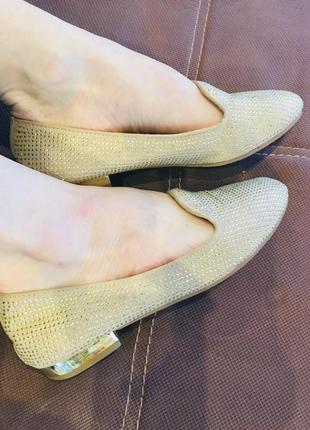 Балетки туфли мокасины золото 35 размер женские