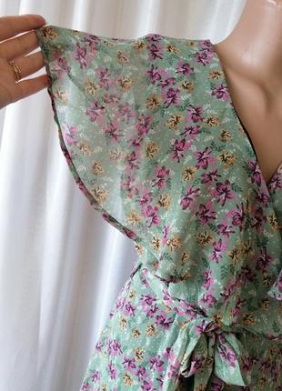 Шикарное платье шифон в пол  волан6 фото