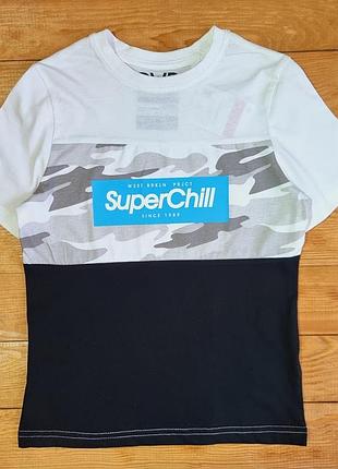 Футболка для мальчика, рост 122/128, цвет белый / черный