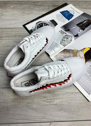 Vans bape old skool shark белые кеды вэнс олдскул білі кеди венс7 фото