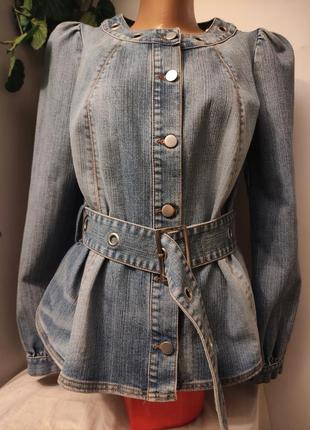 Джинсовка джинсовая куртка под пояс