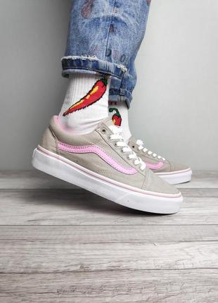 Vans old skool girly серые/розовые кеды вэнс, сірі рожеві кеди венс1 фото