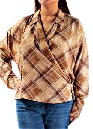 Блуза ralph lauren в бежево-коричневых тонах с длинными рукавами батал 3xl