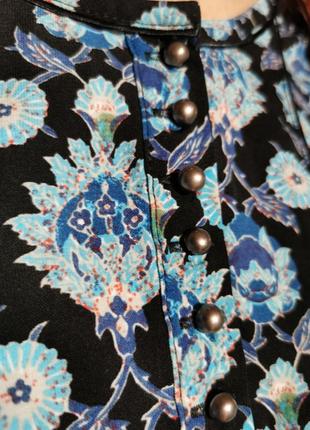 Блуза расклешенная со складками в бохо стиле в принт узор цветы next5 фото