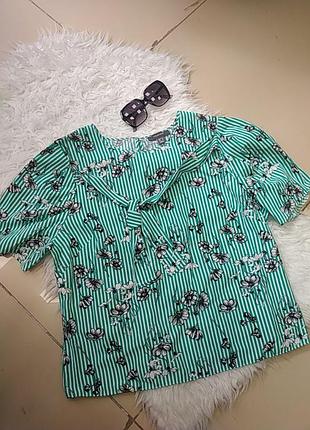 Блуза летняя пышный рукав полоска
