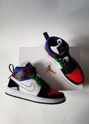 Air jordan 1 mid black white university red w,жіночі кросівки jordan 1 оригінал