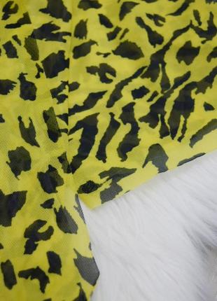 Сукня вільний сітка леопардовий принт лимонна яскрава туніка5 фото