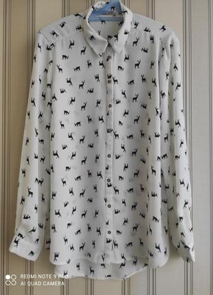 Брендовая удлиненная блуза, рубашка классный принт1 фото