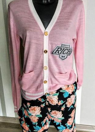 Клевая кофточка кардиган на пуговицах пудрового цвета 30% шерсти