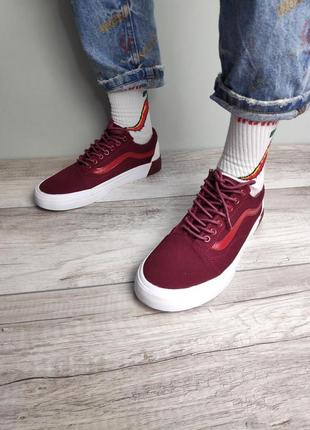 Vans old skool bordo красные/бордовые кеды вэнс бордові/червоні кеди венс олдскул4 фото