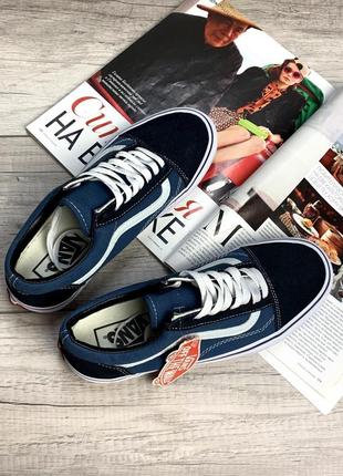 Vans old skool deep blue кеды синие/чёрные вэнс олдскул7 фото