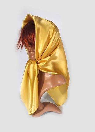 Натуральный 100% шелк малберри шелковый однотонный золотой платок хустка 90х90 новый топ1 фото