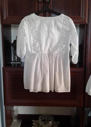 Білосніжна бавовняна блуза з акцентними рукавами esprit батал3 фото