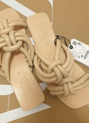 Zara босоніжки, сандалі шльопанці натуральна шкіра р. 383 фото