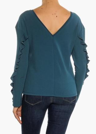 Блуза колір "морська хвиля" з вирізом ззаду і акцентними рукавами, м2 фото