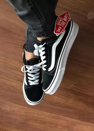 Якісні кеди Vans Womens Platform Trainers Sneakers black/white венси венс ванс олд скул