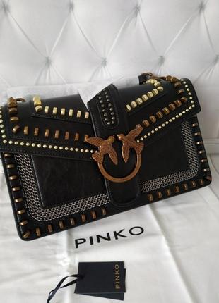 Кожаная сумка в стиле pinko🖤🖤🖤хит продаж9 фото