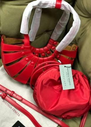 Кожаная красная винтажная сумка в стиле bottrga veneta❣️❣️❣️хит продаж