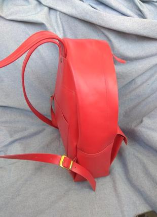 Рюкзак червоний шкіряний2 фото