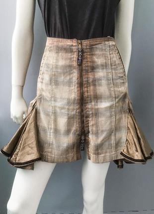 Вельветова спідниця з атласними клешеными вставками , marithe & francois girbaud