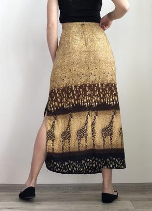 Стильная юбка миди сафари с жирафами 1+1=32 фото