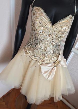 Платье шикарное сукня випускний бал  вечірня выпускное золотого3 фото