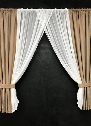 Красивая занавеска с шифоном 400x180 cm золотистая