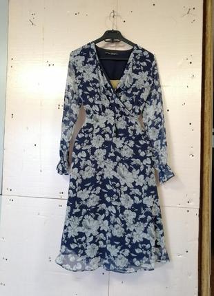 Стильное платье шифон цветочный принт на подкладке1 фото