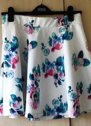Расклешенная юбка pull&bear / s / l / цветочный принт