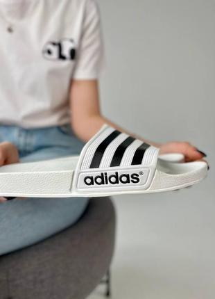 Женские тапки adidas white/black5 фото