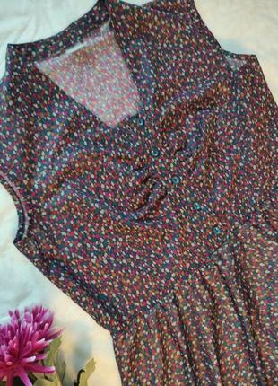 Винтажное легкое платье 60х в горошек с драпировкой3 фото